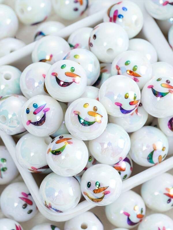 20 PIEZAS/10 PIEZAS/16mm Cuentas decorativas de nariz y sonrisa de muñeco de nieve de acrílico, dijes de colores mixtos perforados para hacer joyas DIY, llaveros, correas de teléfono y adornos de bolsos