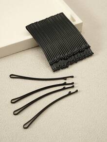 50/100Pcs Black Metal 2/2.36/2.17/2.75inch Solid Casual Bobby Pin For Women And Girls,Hair Clips For All Hair Types,Suitable For Daily Use And Hair Styling - Black - View 4