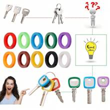 10 pièces Bague de reconnaissance de clé de couleur aléatoire/Couvre-clé de couleur, Couvre-clé en silicone, Cadeaux pour les membres de la famille, Le cadeau parfait convenant aux hommes et aux femmes