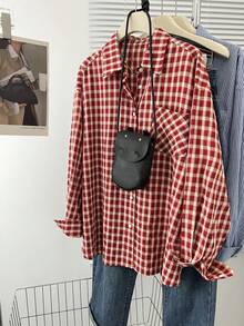 Women's Casual Everyday Plaid Front Button Shirt