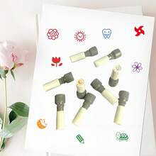 Mini Colorful Pattern Stamps For Scrapbooking, Classroom Activities, Teacher Stamps For Marking And Rewarding, Includes Sun, Smiling Face, Teeth, Turtle, Hedgehog, Pencil, Flower And More, Suitable For Home, School And Office Use - one-size - View 8