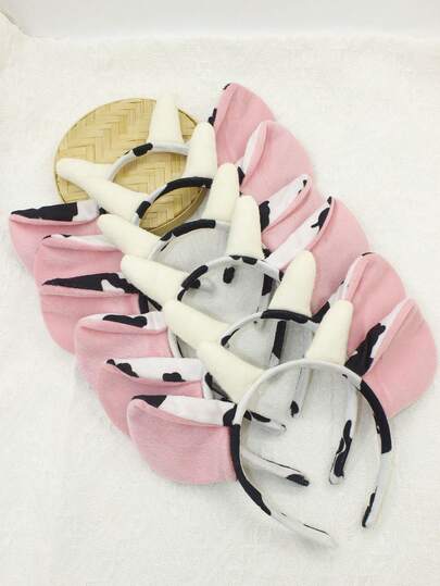 1 pieza/2 piezas/3 piezas/5 piezas/6 piezas Diadema con orejas de vaca de moda, sexy y linda, para maquillaje, fiesta, disfraz de Halloween, ¡regalo divertido!