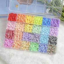 10/15/24 Cores Conjunto de Contas de Argila Polimérica Redonda Plana, Para Fazer Joias, Contas Espaçadoras de Argila Para Pulseira, Colar, Brinco DIY, Inclui Contas com Alfabeto, Adequado Para Crianças e Adultos - Multicolorido - Visão 10