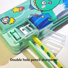 1PC doppelseitige Schreibwarenbox, multifunktional mit Bleistiftspitzer, Cartoon, Mädchen und Jungen Schüler Schulgeschenke