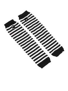 1 Pair Unisex Japanese Harajuku Style Striped Dark Fingerless Gloves, Student Y2K Sun Protection Arm Sleeves, For Men & Women