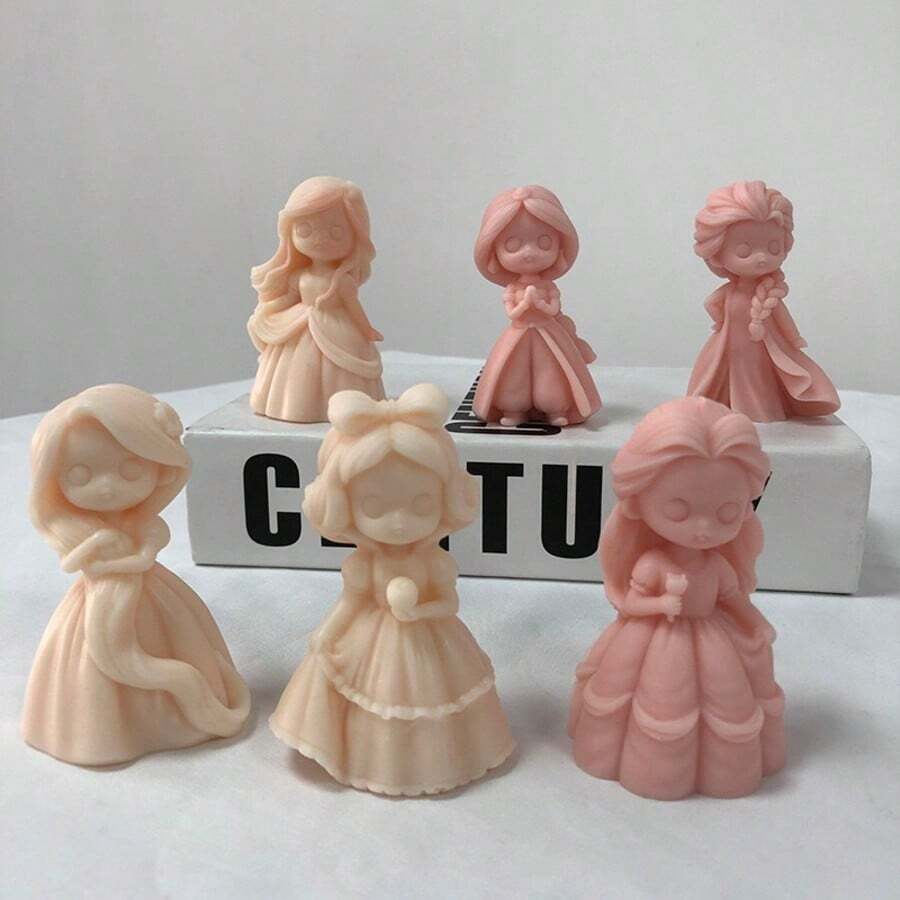 3D立体公主香薰蜡烛模具DIY可爱公主石膏娃娃香薰蜡烛摆件制作工具公主家居装饰手工艺礼物 - 白色 - 查看 1