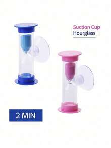 1pc Durable Plastic Mini 2-Minute Timer (With Suction Cup), Rotatable Bathroom , Kitchen, Gaming, Classroom, Sand Timer, Timer - Multicolor - View 8