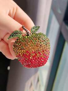 2pcs/1pc Vintage Apple Rhinestone Brooch, Suitable As Christmas/Eve Gift For Family And Friends