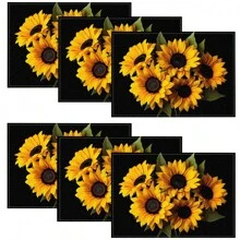 1/4/6/8/12 Piezas Manteles de mesa impresos de lino lavables, almohadillas protectoras de superficie, manteles de mesa de comedor para interiores y exteriores, adecuados para fiestas festivas, decoración de cocina y mesa de comedor