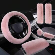 冬季兔子毛绒汽车方向盘套弹力把套手刹把套车内用品内饰