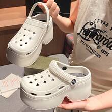 Thick Sole Slip-On Sandals, New 2025 Summer Women's Outdoor EVA Beach Shoes, Non-Slip Platform Garden Shoes, Closed Toe Flat Mule, Leopard Print