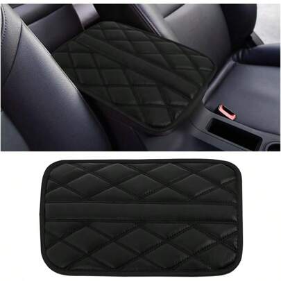 Car Center Console Cusion Pad Leater Of Veicle Arst Seat  Cover Ctable Autotive Inter Arm Rest Tector Accessories Universal  SUV Se Truck Black