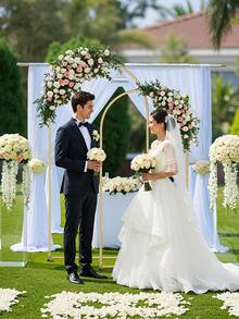 圣诞节 1/2/3 件套金属拱形背景架，派对拱形装饰套装，适用于婚礼/生日派对/迎婴派对/毕业典礼家居装饰新年礼物