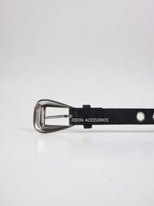 Cinto Feminino 2.3cm com Ilhós Metálicos e Fivela Estilosa - Preto - Visão 4