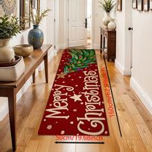 1pc Home Decor, Snowman & Christmas Tree Pattern Print, Christmas, Christmas Gift, Christmas Decoration, Diatomite Kitchen Carpet, Kitchen Mat, Rug, Rectangle Carpet, Suitable For Living Room, Bedroom, Hallway, Bathroom, Laundry Room - Polyester Carpet, Suitable For Indoor And Outdoor Home Decor