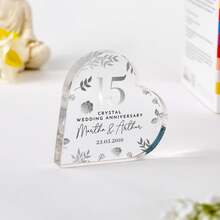 Personalised Floral Wedding Anniversary Gift, Diamond Anniversary Plaque, Anniversary Gifts, Anniversary Gift For Husband Wife Parents, Floral Anniversary Plaque, Anniversary,Heart-Shaped Acrylic Plaque Custom Keepsake With Names Date Mum Dad,Heart-Shaped Acrylic Plaque Custom Keepsake With Names Date Elegant Floral