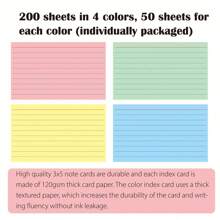 200 Stücke bunt liniertes Notizpapier, 4 Blöcke mit linierten Haftnotizen Pads 3x5 Zoll, klebende Memo Haftnotizen Notizblock, bunte Seiten, abreißbare Bindung, Bürobedarf Tagebuch Schreibwaren Notizbuch für Schule und Büro (Nicht selbstklebend)