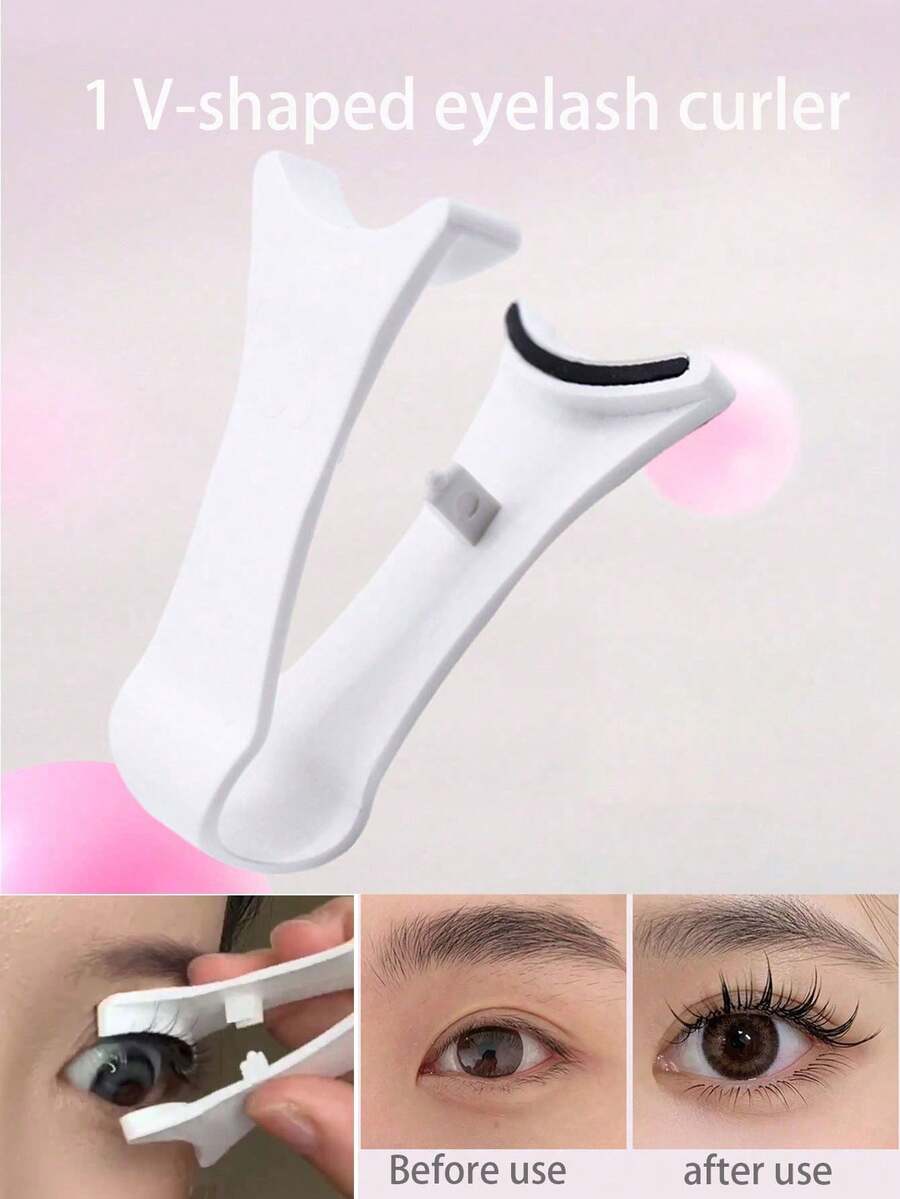 V型磁性睫毛夹，新手睫毛夹，女士/女孩入门级修容工具，价格实惠，情人节礼物，旅行必备，房间装饰，情人节礼物，便宜货，房间用品，1美元商品，度假必备，女士礼物，卧室用品，情人节，99美分 - 白色 - 查看 1