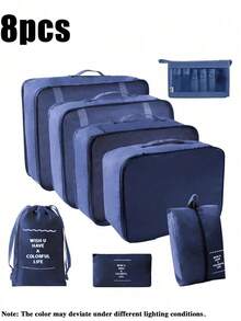 9 Peças Conjunto de Organizadores de Viagem, Bolsas de Armazenamento com Zíper de Grande Capacidade para Roupas, Sapatos, Cosméticos, Cubos de Embalagem de Bagagem Portáteis, Bolsa de Viagem Dobrável, Bolsa de Academia, Bolsa de Roupas Sujas