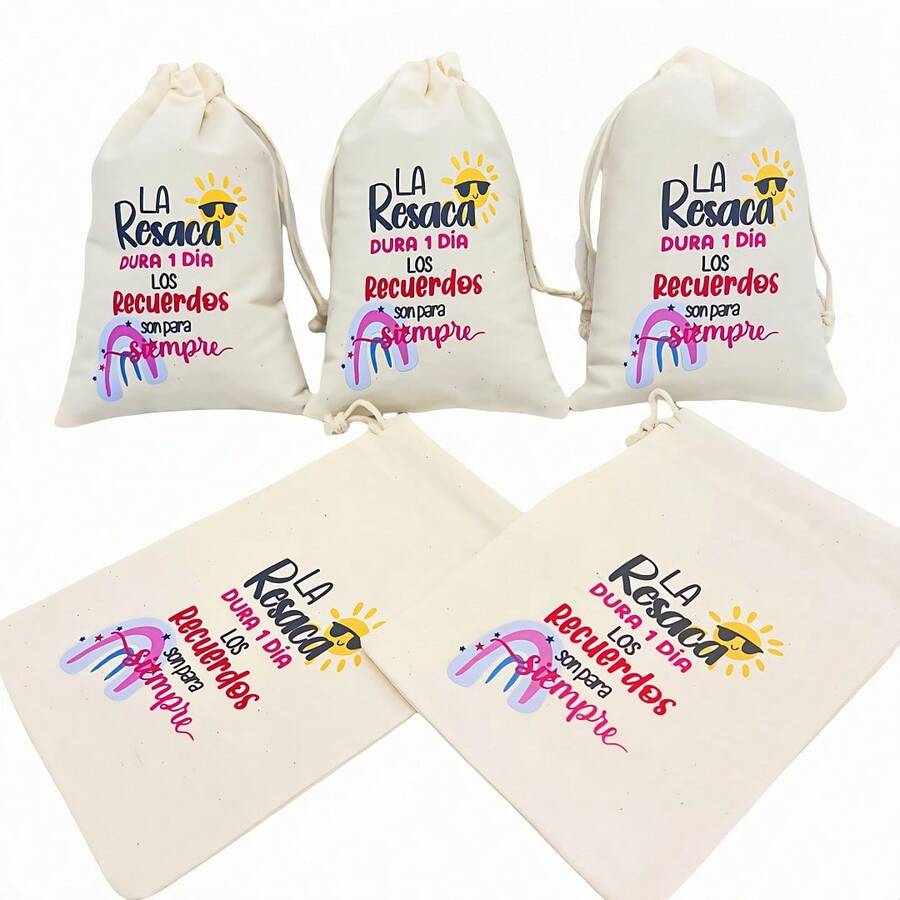 10pcs Spanish Wedding Party Hangover Survival Kit Drawstring Bags - Beige - View 1