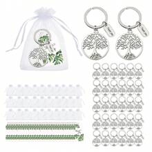 90 peças/Conjunto Chaveiro Árvore da Vida, Inclui 30 peças Cartões de Agradecimento Folha Verde, 30 peças Sacos de Organza Branca e 30 peças Chaveiro de Metal Oco, Formatura, Ação de Graças, Dia do Professor, Festa, Recompensa de Equipe, Brinde de Aniversário, Acessórios de Carro Fofos, Góticos Y2k, Acessórios de Halloween, Bolsas e Cordões com Porta-Crachá para o Dia do Professor, Encantos de Bolsa para Carro, Natal