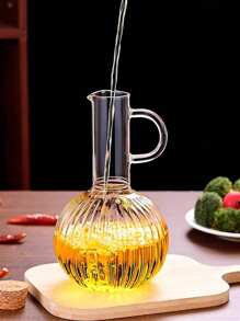 1Pc 360/700ml Transparent Glass Oil Bottle With Lid Handle Heat-Resistant Soy Vinegar Sauce Oil Container