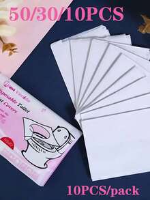 10/30/50片装一次性马桶座垫，可冲散纸质马桶垫，便携式马桶座贴，旅行必备，可溶性纸质马桶垫，商务旅行马桶垫，适用于飞机、旅行、公共卫生间和露营，航空旅行和露营装备，快速降解，轻便卫生，浴室装饰秋季装饰 - 彩色 - 查看 6