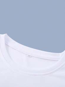 180g Pure Cotton Loose Crew Neck Tee, Tito's Handmade Vodka "Austin Texas" Badge Graphic, Classic Black, Summer Casual Wear - 白色 - 查看 3