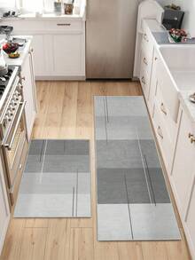 1 Piece Of Simple Grey Gradient Kitchen Floor Mat, Anti Slip And Stain Resistant, Suitable For Room Decor, Living Room, Bathroom, Bedroom Rug, Door Mat, Area Rug And Outdoor Carpet, Made Of Polyester Fiber Material, Easy To Clean And Machine Washable, Suitable For All Seasons And Holidays. - Dark Grey - View 7