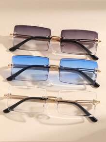 1 Pair, 2 Pairs, 3 Pairs, 5 Pairs, 10 Pairs Unisex Rectangular Classic Frameless Luxury Fashion Glasses, Suitable For Daily Life, Outdoor Travel Accessories, Daily Photography, Outdoor Travel Accessories, Also Have Windproof And Sand Protection Function, All Season
