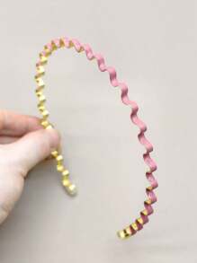 1 件优质金属油性波浪头带，哑光粉色优雅发箍，男女通用休闲运动防滑刘海夹，发带，发饰，头饰 - 查看 10