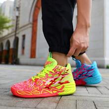 2025 Spring New Ultra Light Thick Bottom Large Size Basketball Shoes Large Women's Shoes Outdoor Casual Sports Shoes Anti And Wear Resistant Running Shoes Soft And Comfortable Hiking Shoes Shock Absorbent Rebound Casual Shoes (Note: The Mandarin Duck Shoes Have Random Patterns Of Yellow, Red, Blue, And Red On The Left And Right Feet. The Soles Are Hand-Painted Unevenly, And The Patterns Are Random And Asymmetrical .)