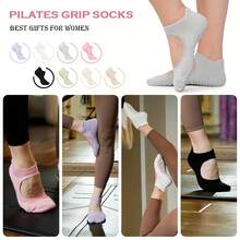 2 pares de calcetines de yoga y pilates antideslizantes para mujeres - calcetines deportivos de punta abierta con soporte para el arco, transpirables para ejercicio, ballet, - disponibles en múltiples colores para todas las estaciones (negro/beige/rosa/morado/verde), calcetines con agarre para pilates, accesorios de ballet, suela con textura antideslizante, un regalo - Multicolor - Ver 11