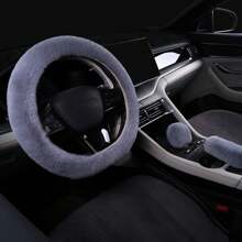冬季兔子毛绒汽车方向盘套弹力把套手刹把套车内用品内饰