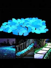 1200颗夜光鹅卵石，夜光岩石，发光石，花园配件，微景观鱼缸装饰，户外露台草坪庭院套装，鹅卵石花瓶填充物，夜光花园鹅卵石，用于庭院和走道装饰，DIY装饰发光石，户外小径，花园，游泳池，DIY工艺品，水族箱装饰，花盆和鱼缸 - 彩色 - 查看 3