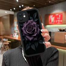 Funda de Teléfono Moderna y Elegante, Carcasa Suave de Protección Completa de TPU con Diseño de una Sola Rosa Púrpura, Compatible con los Modelos de  y  11, 12, 13, 14, 15 y 16. Diseño Elegante con Protección contra Caídas, Protección de Pantalla y Cámara, Bordes Elevados, Perfecto como Regalo para Amigos, Socios o Padres, Funda Iph Linda y Femenina, Fundas Protectoras de Diseñador para Mujeres - 1 pieza - Ver 6