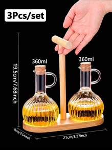 1Pc 360/700ml Transparent Glass Oil Bottle With Lid Handle Heat-Resistant Soy Vinegar Sauce Oil Container