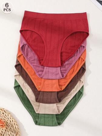 6条装无缝中腰提臀高弹力女士三角裤日常运动瑜伽内裤舒适透气内衣女士内裤