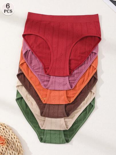 6条装无缝中腰提臀高弹力女士三角裤日常运动瑜伽内裤舒适透气内衣女士内裤