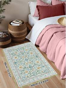 1 tấm thảm phong cách Bohemian hiện đại họa tiết vườn Paris, thích hợp cho phòng khách, chống trượt, màu đỏ gỉ sét, in họa tiết trang trại cổ điển, phù hợp cho phòng ngủ, phòng ăn, ký túc xá, văn phòng, trang trí nhà cửa. - Xanh đậm - Xem 5