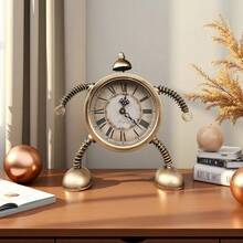 Vintage Iron Painted Desk Clock, Creative Personalized Silent Tabletop Decor Clock Home Decor Room Decor Decor