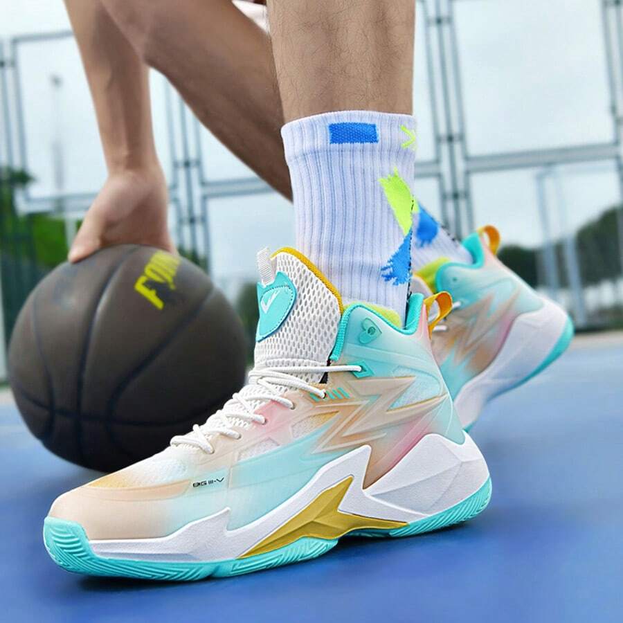Zapatillas de baloncesto ligeras, transpirables, antideslizantes y con absorción de impactos para adolescentes - 2083 Luna Amarilla - Ver 1