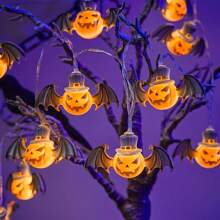 LED南瓜蝙蝠翼万圣节小恶魔鬼节鬼屋派对氛围装饰灯万圣节装饰灯家居装饰派对装饰万圣节装饰房间装饰万圣节花园装饰礼物仙女 - 暖白色 - 查看 3
