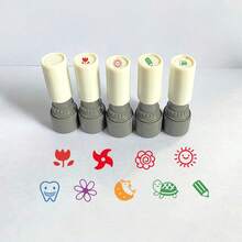 Mini Colorful Pattern Stamps For Scrapbooking, Classroom Activities, Teacher Stamps For Marking And Rewarding, Includes Sun, Smiling Face, Teeth, Turtle, Hedgehog, Pencil, Flower And More, Suitable For Home, School And Office Use - one-size - View 6