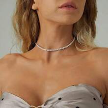 Women Full Diamond Tennis Necklace Light Luxury Paved Diamonds Chain High End Silver Jewelry Iced Sugar Collarbone Unisex Cuban Hip Hop Style - Bạc - Xem 6