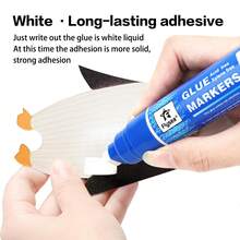 1 pieza Bolígrafo multiusos 2 en 1 con cambio de color, bolígrafo de pegamento líquido portátil para manualidades, sobres, fotos, secado rápido, aplicador de adhesivo sin desorden
