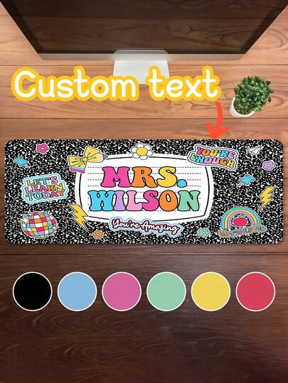 1pc Personalized Teacher Desk Mat, Custom Teacher Composition Book Desk Mat With Name, Teacher Gifts, Back To School, Teacher Appreciation Gift