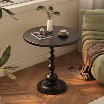 Iron Art Roman Black Coffee Table, Dining Room & Study High-End Shelving Unit, Small Round Side Table