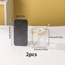 1 件优雅欧式调味罐套装带勺 - 防锈聚丙烯，透明金色装饰，适用于盐、糖和香料，厨房必备储物，香料收纳盒 | 透明设计 | 装饰盖，香料罐