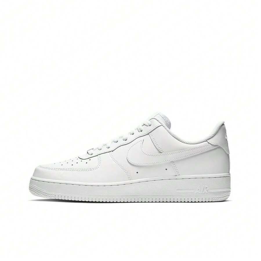Nike Air Force 1 07 Leather Classic Retro Style Durable Low-Top Sneakers, Men, Pure White - White - View 1